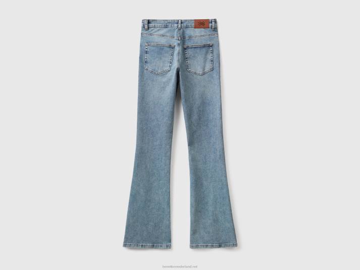 vrouwen Benetton uitlopende stretchjeans blauw 4R624143