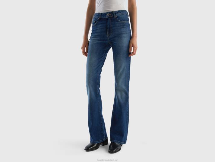 vrouwen Benetton uitlopende stretchjeans donkerblauw 4R624153