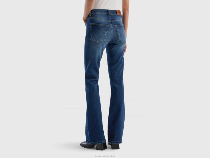 vrouwen Benetton uitlopende stretchjeans donkerblauw 4R62681