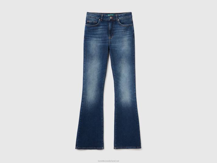 vrouwen Benetton uitlopende stretchjeans donkerblauw 4R62681