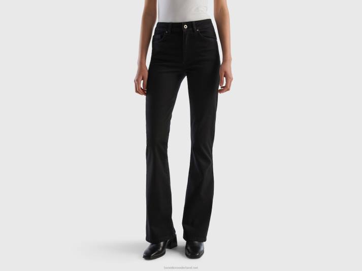vrouwen Benetton uitlopende stretchjeans zwart 4R62685