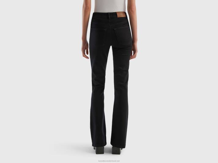 vrouwen Benetton uitlopende stretchjeans zwart 4R62685