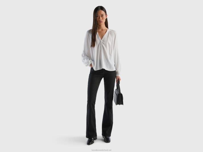 vrouwen Benetton uitlopende stretchjeans zwart 4R62685