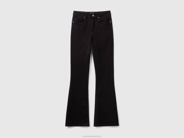vrouwen Benetton uitlopende stretchjeans zwart 4R62685