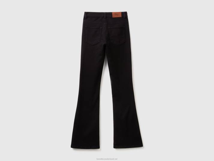 vrouwen Benetton uitlopende stretchjeans zwart 4R62685