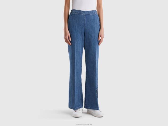 vrouwen Benetton wijd uitlopende jeans met splitten blauw 4R624144