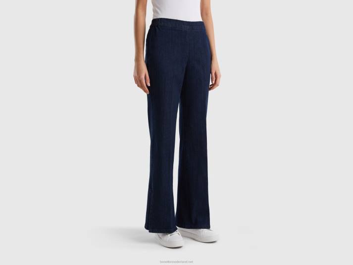 vrouwen Benetton wijd uitlopende jeans met splitten donkerblauw 4R624145