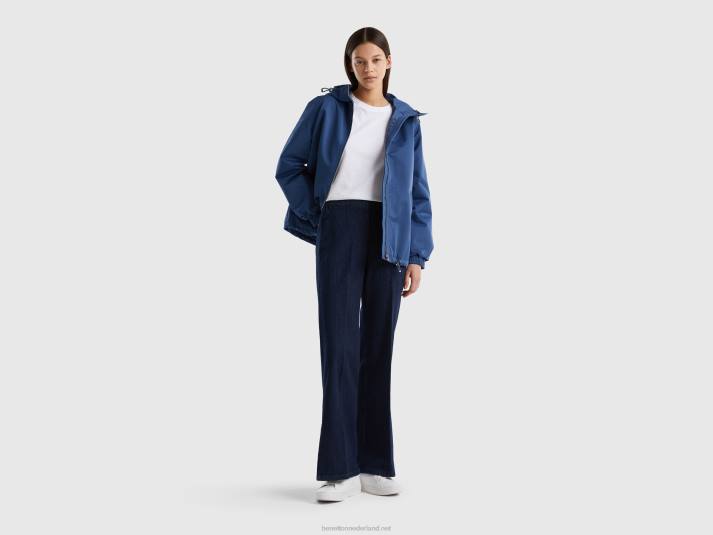 vrouwen Benetton wijd uitlopende jeans met splitten donkerblauw 4R624145