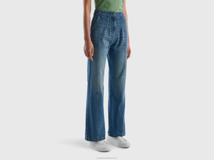 vrouwen Benetton wijd uitlopende jeans van 100% katoen blauw 4R624134