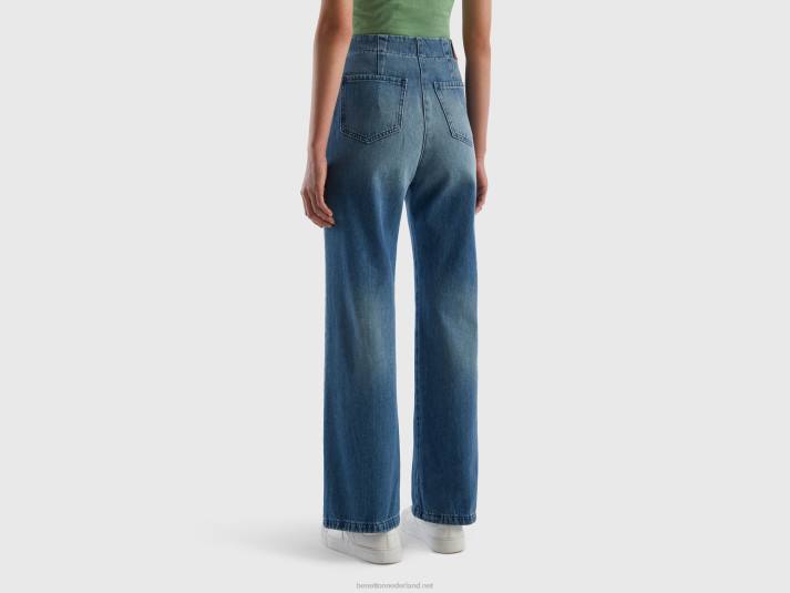vrouwen Benetton wijd uitlopende jeans van 100% katoen blauw 4R624134
