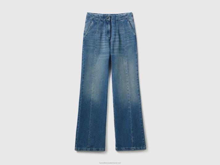 vrouwen Benetton wijd uitlopende jeans van 100% katoen blauw 4R624134