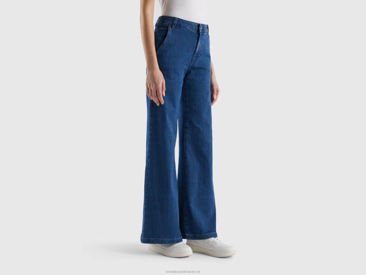 vrouwen Benetton wijd uitlopende jeans van stretchkatoen blauw 4R624150