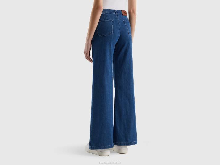 vrouwen Benetton wijd uitlopende jeans van stretchkatoen blauw 4R624150