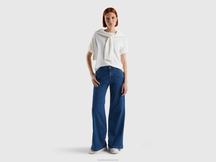 vrouwen Benetton wijd uitlopende jeans van stretchkatoen blauw 4R624150