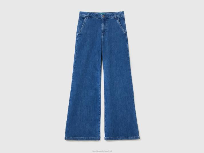vrouwen Benetton wijd uitlopende jeans van stretchkatoen blauw 4R624150