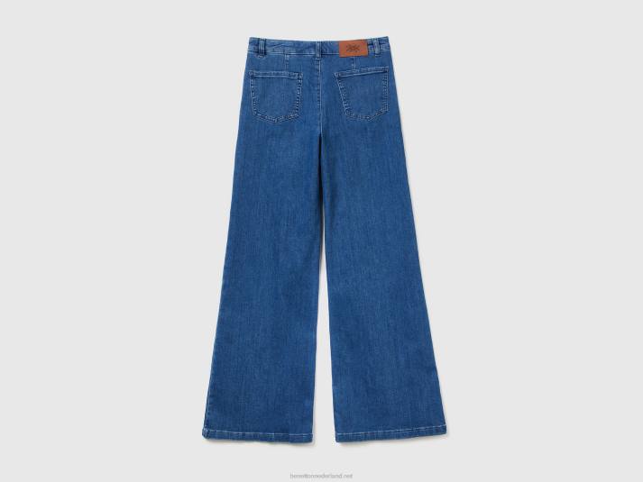 vrouwen Benetton wijd uitlopende jeans van stretchkatoen blauw 4R624150