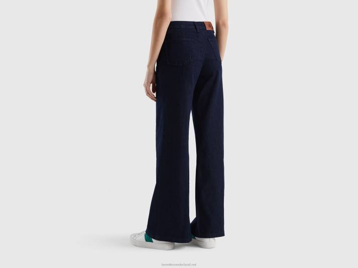 vrouwen Benetton wijd uitlopende jeans van stretchkatoen donkerblauw 4R62680