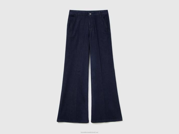 vrouwen Benetton wijd uitlopende jeans van stretchkatoen donkerblauw 4R62680