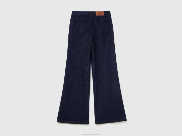 vrouwen Benetton wijd uitlopende jeans van stretchkatoen donkerblauw 4R62680
