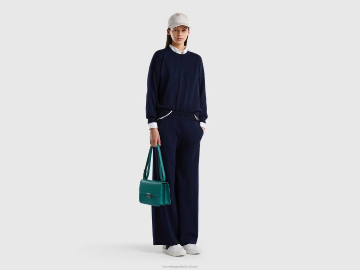 vrouwen Benetton gebreide wijde broek donkerblauw 4R624057