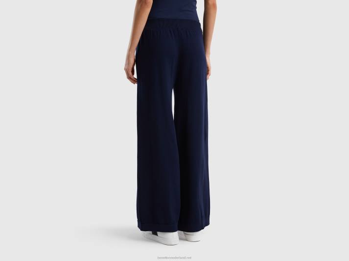 vrouwen Benetton gebreide wijde broek donkerblauw 4R62602