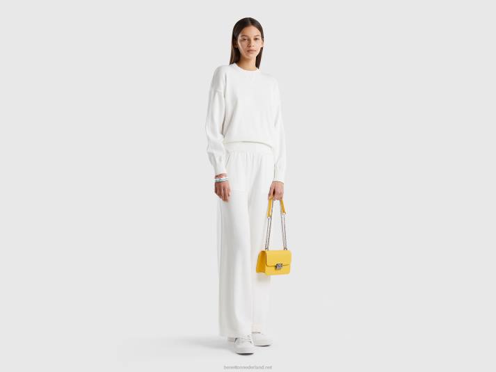 vrouwen Benetton gebreide wijde broek romig wit 4R624093