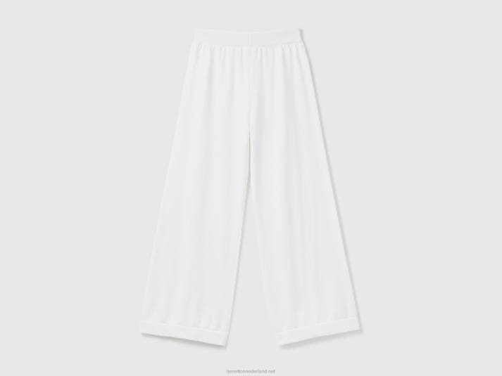 vrouwen Benetton gebreide wijde broek romig wit 4R624093