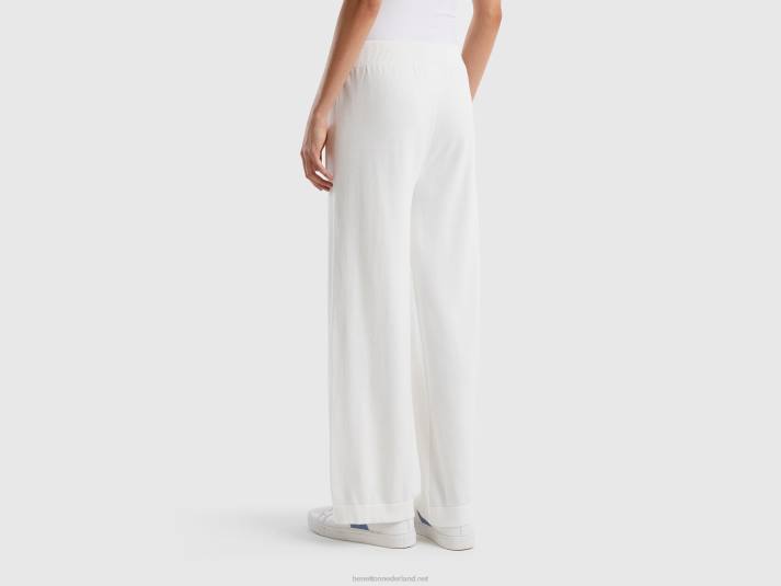 vrouwen Benetton gebreide wijde broek romig wit 4R62616