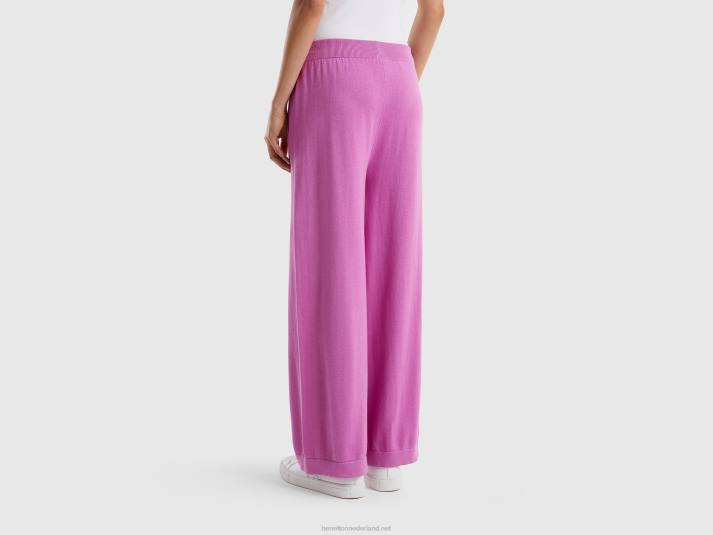 vrouwen Benetton gebreide wijde broek roze 4R624039
