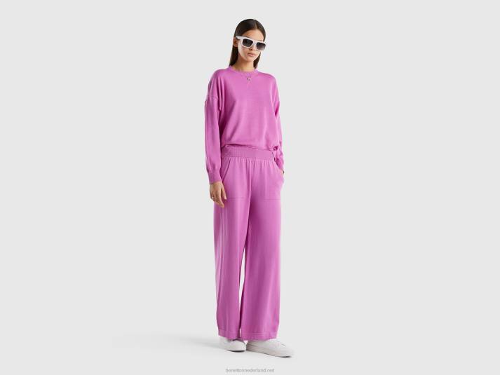 vrouwen Benetton gebreide wijde broek roze 4R624039