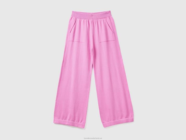 vrouwen Benetton gebreide wijde broek roze 4R624039