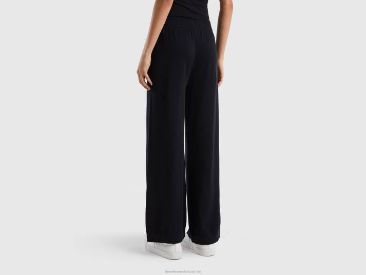 vrouwen Benetton gebreide wijde broek zwart 4R624058