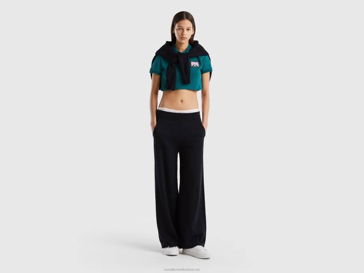 vrouwen Benetton gebreide wijde broek zwart 4R624058