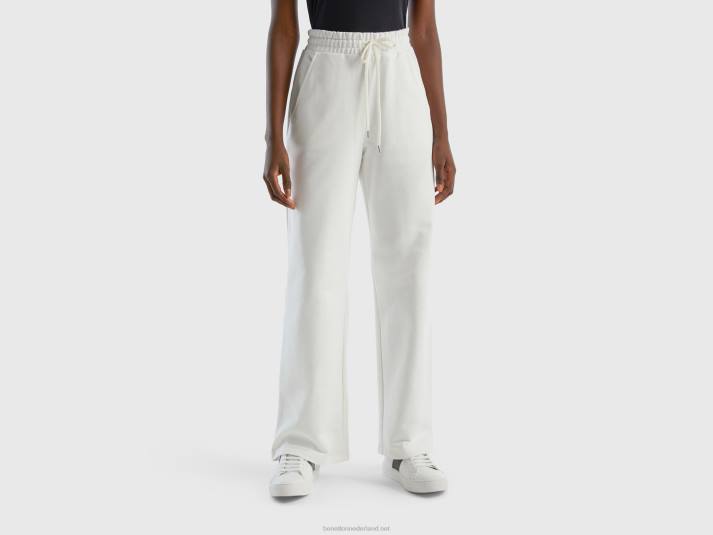 vrouwen Benetton hoog getailleerde joggingbroek romig wit 4R624056