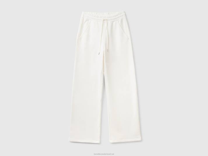 vrouwen Benetton hoog getailleerde joggingbroek romig wit 4R62581
