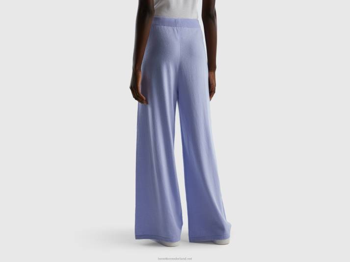 vrouwen Benetton lichtblauwe pantalon van een mix van wol en kasjmier lavendel 4R624074