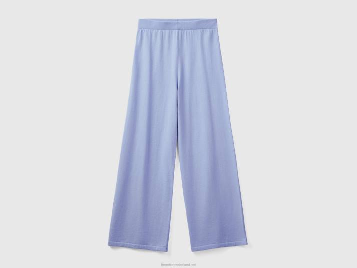 vrouwen Benetton lichtblauwe pantalon van een mix van wol en kasjmier lavendel 4R624074