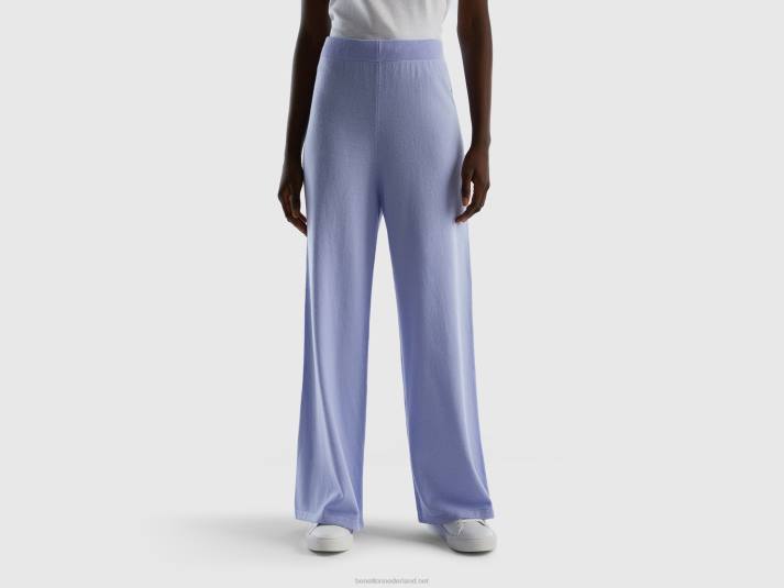 vrouwen Benetton lichtblauwe pantalon van een mix van wol en kasjmier lavendel 4R62589