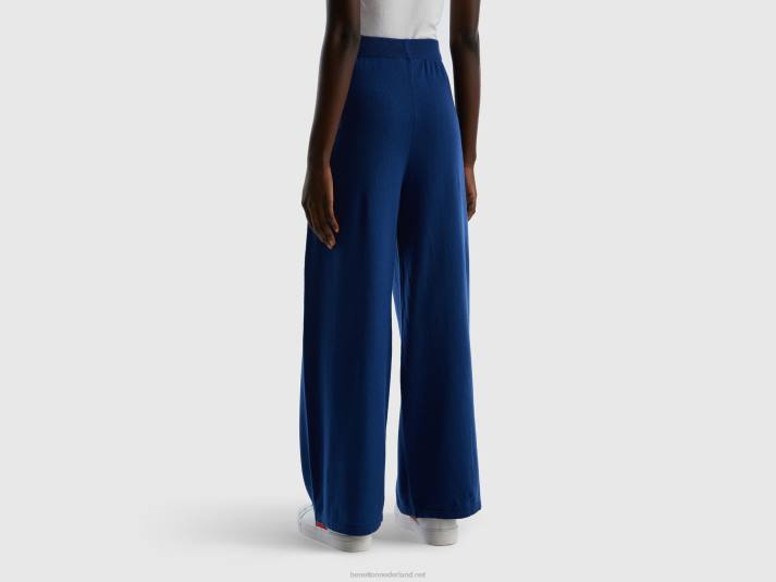 vrouwen Benetton nachtblauwe pantalon van een mix van wol en kasjmier donkerblauw 4R624090