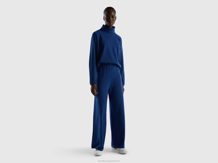 vrouwen Benetton nachtblauwe pantalon van een mix van wol en kasjmier donkerblauw 4R624090