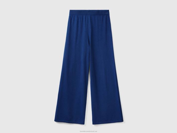 vrouwen Benetton nachtblauwe pantalon van een mix van wol en kasjmier donkerblauw 4R624090