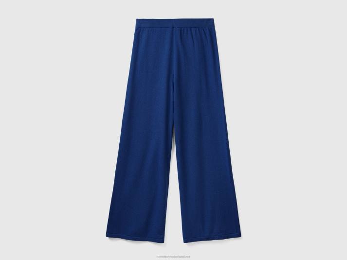 vrouwen Benetton nachtblauwe pantalon van een mix van wol en kasjmier donkerblauw 4R624090