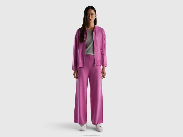 vrouwen Benetton roze pantalon van een mix van wol en kasjmier roze 4R624054
