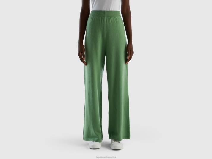 vrouwen Benetton saliegroene broek van een mix van wol en kasjmier groente 4R624068