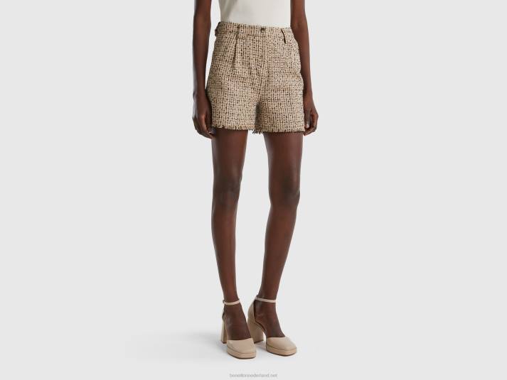 vrouwen Benetton korte broek van tweed beige 4R62623