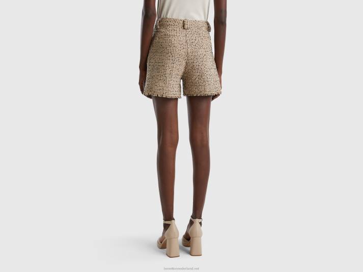 vrouwen Benetton korte broek van tweed beige 4R62623