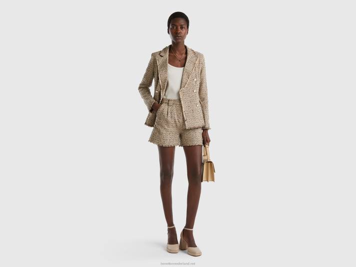 vrouwen Benetton korte broek van tweed beige 4R62623