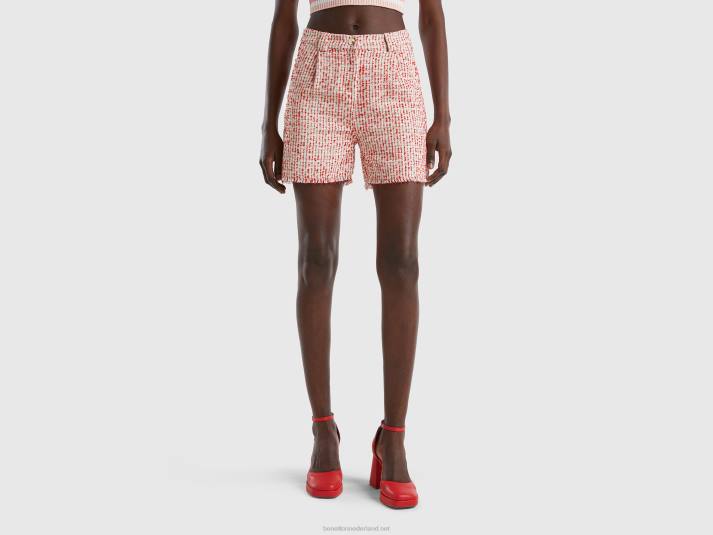 vrouwen Benetton korte broek van tweed roze 4R624073