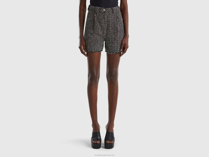 vrouwen Benetton korte broek van tweed zwart 4R624089