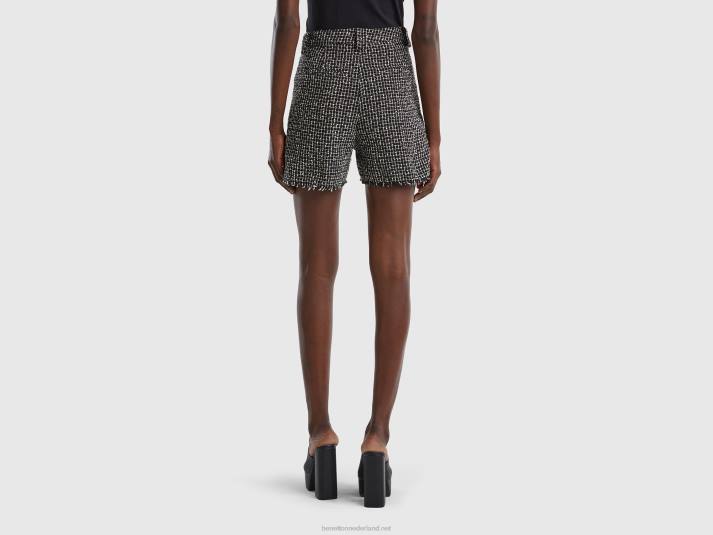 vrouwen Benetton korte broek van tweed zwart 4R624089